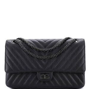 Chanel 226 So Black Reissue 2.55 Flap Bag Chevron Sheepskin